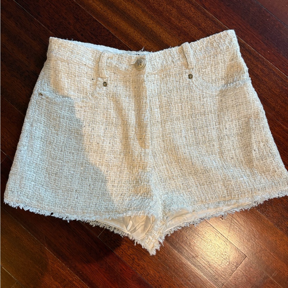 Generation Love Cream Tweed High Waist Shorts
